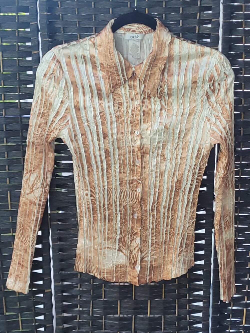 Caché Vintage Women's Long-Sleeved Crinkle Blouse